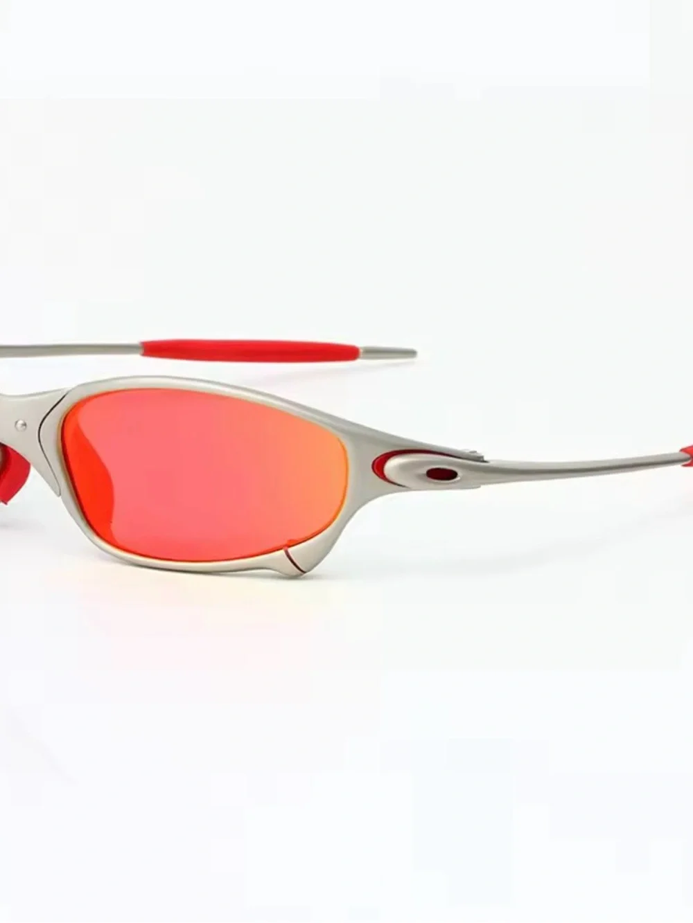 Silver Frame Blue Mirror Lens Sports Sunglasses